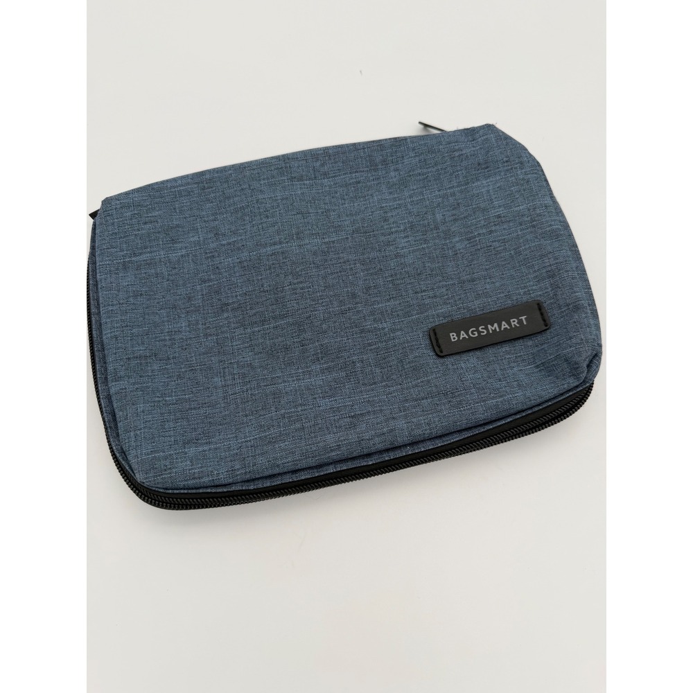 Bagsmart Travel Electronics Organizer Tech Case Blue Heathered Double Layer